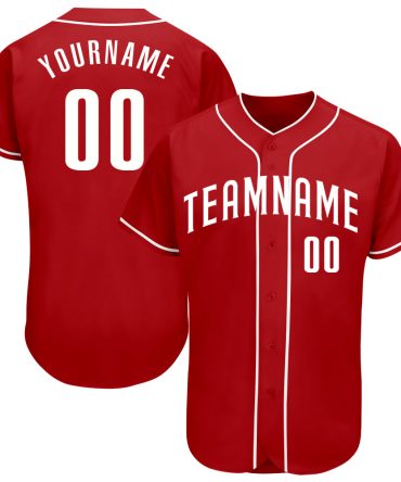 Custom Red White Authentic Baseball Jersey