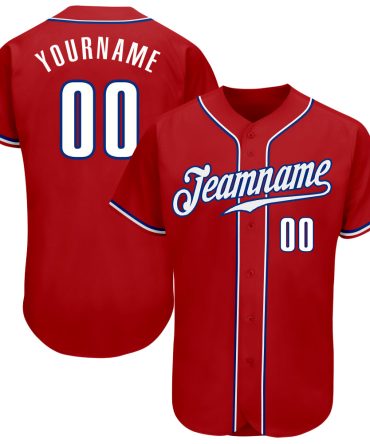 Custom Red White-Royal Authentic Baseball Jersey