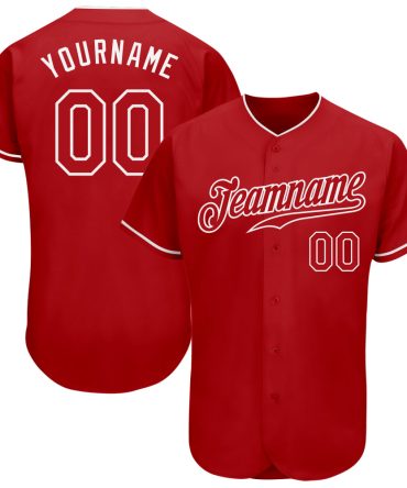 Custom Red Red-White Authentic Baseball Jersey