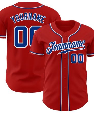 Custom Red Royal-White Authentic Baseball Jersey