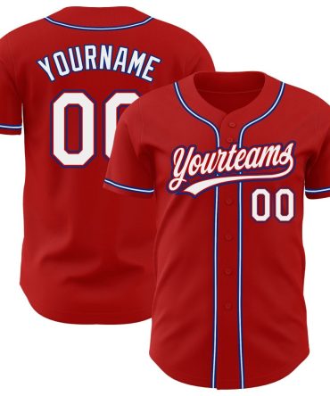 Custom Red White-Royal Authentic Baseball Jersey
