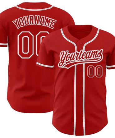 Custom Red Red-Gray Authentic Baseball Jersey