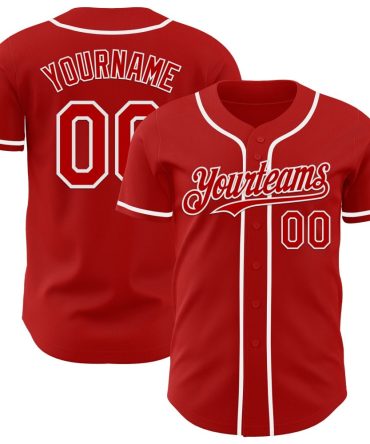 Custom Red White Authentic Baseball Jersey