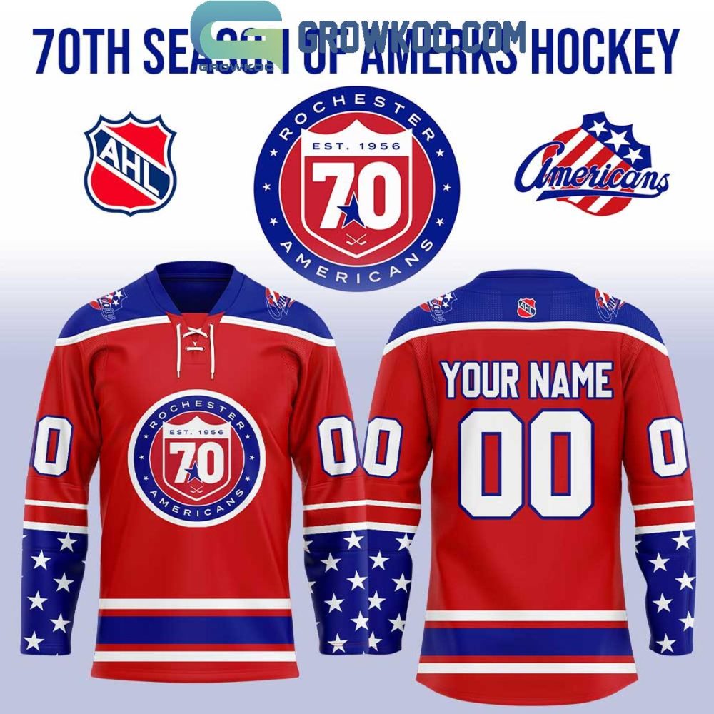 Rochester Americans 70 Seasons Of Amerks Personalized Hockey Jersey