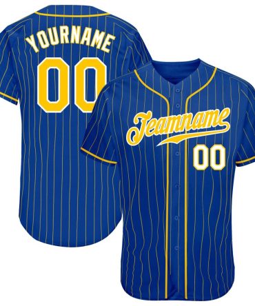 Custom Royal Gold Pinstripe Gold-White Authentic Baseball Jersey