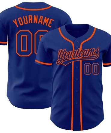 Custom Royal Royal-Orange Authentic Baseball Jersey