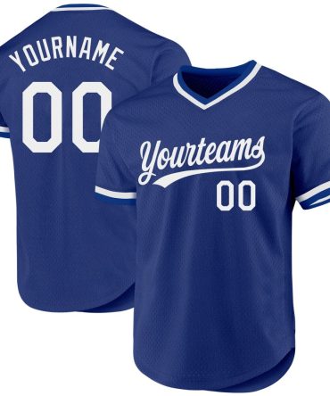 Custom Royal White Authentic Throwback Baseball Jersey