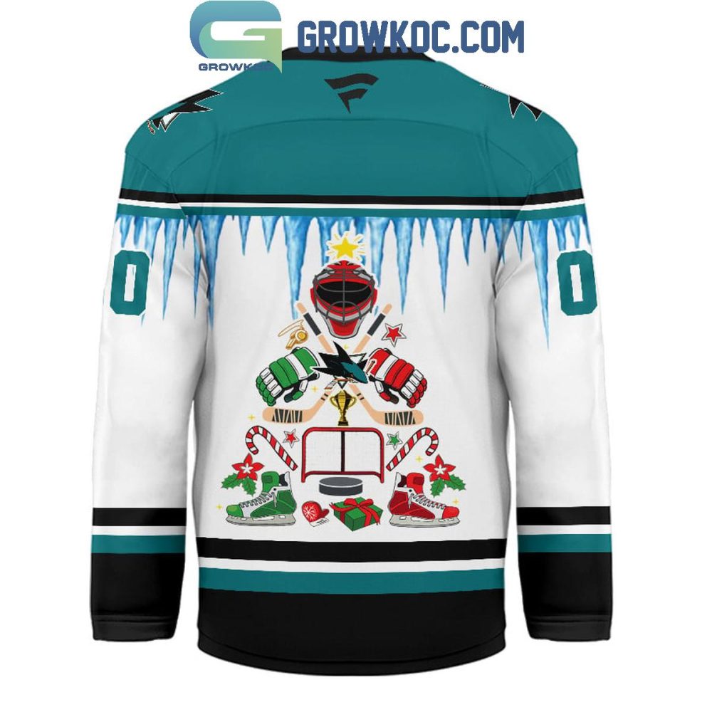 San Jose Sharks Christmas Tree Custom Hockey Jersey - Image 3