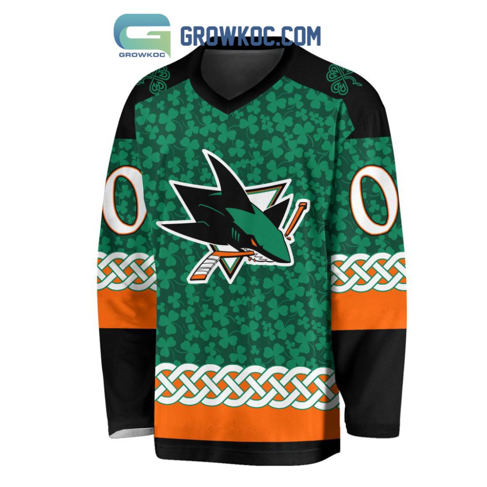 San Jose Sharks St.Patrick'S Day Personalized Long Sleeve Hockey Jersey - Image 2
