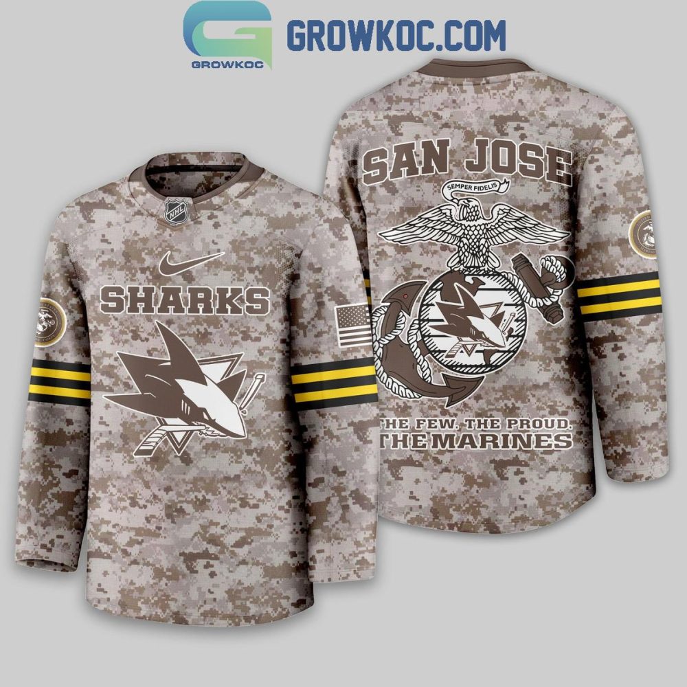San Jose Sharks Us Marine Corps Hockey Jersey
