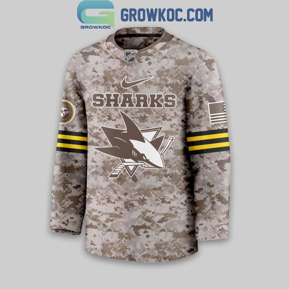 San Jose Sharks Us Marine Corps Hockey Jersey - Image 2