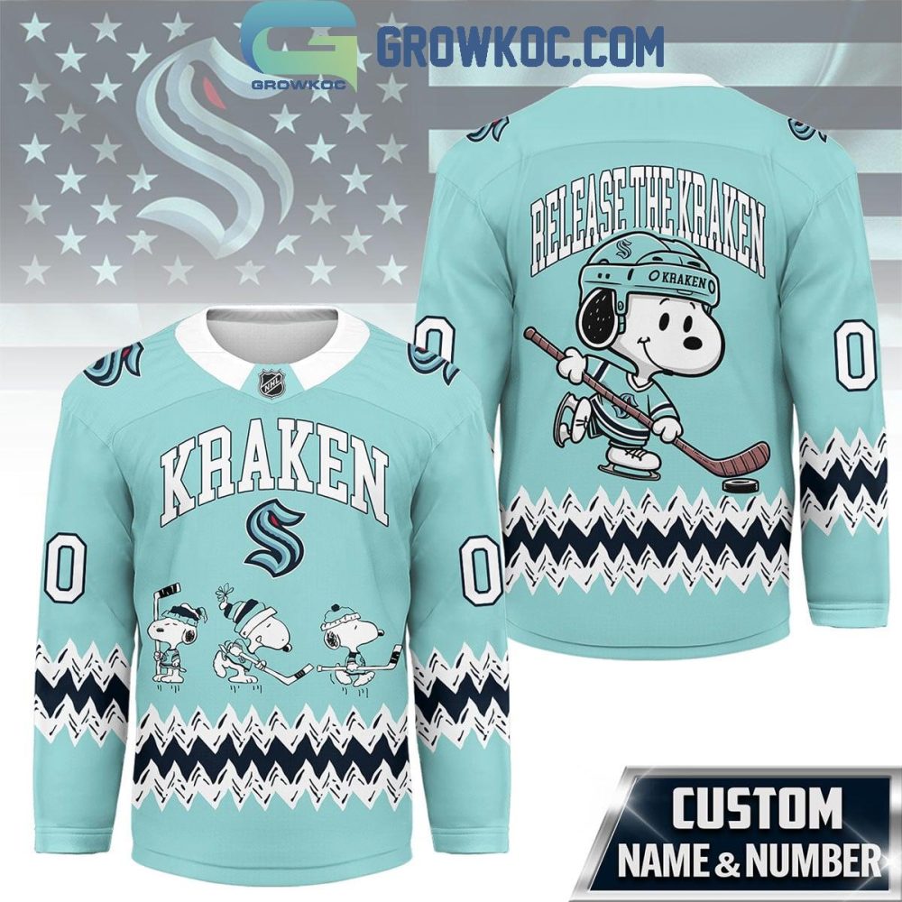 Seattle Kraken Snoopy Peanuts Release The Kraken Hockey Jersey