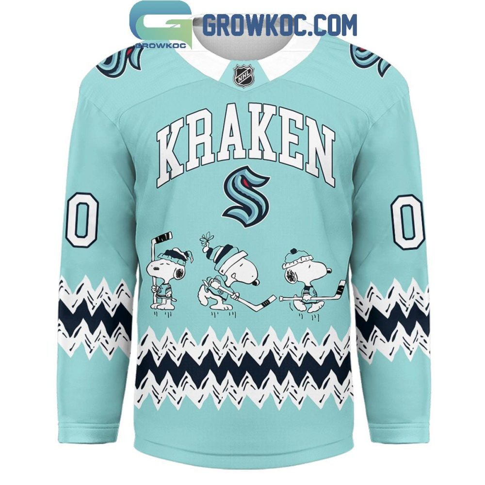 Seattle Kraken Snoopy Peanuts Release The Kraken Hockey Jersey - Image 2