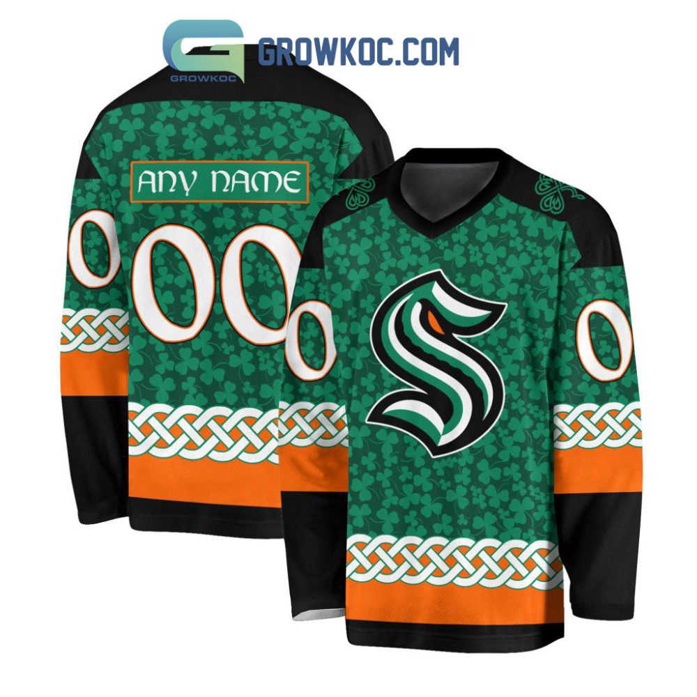 Seattle Kraken St.Patrick'S Day Personalized Long Sleeve Hockey Jersey