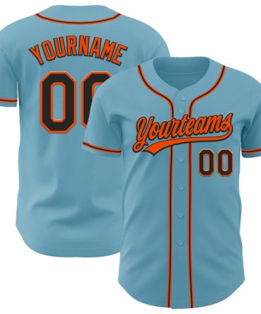 Custom Shadow Blue Black-Orange Authentic Baseball Jersey