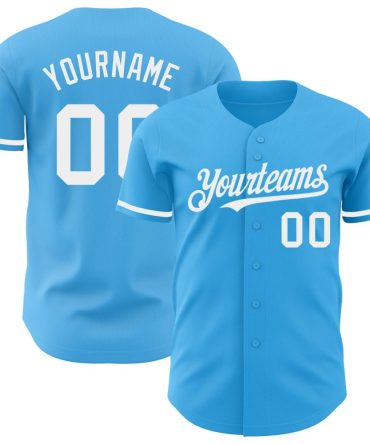 Custom Sky Blue White Authentic Baseball Jersey