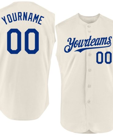 Custom Cream Royal Authentic Sleeveless Baseball Jersey