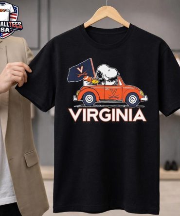 Snoopy And Woodstock Driving Car Virginia Cavaliers Flag Unisex Shirt