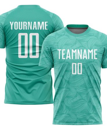Custom Aqua White Sublimation Soccer Uniform Jersey