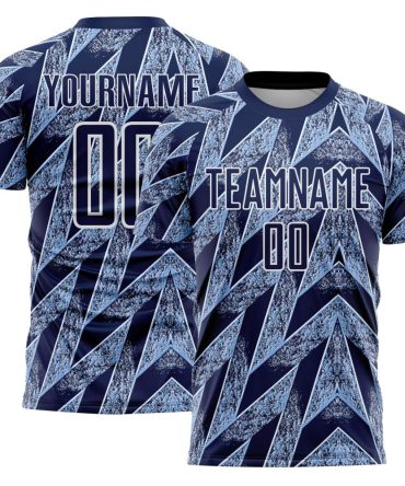 Custom Navy Light Blue-White Argentina Stripes Sports Sublimation Soccer Uniform Jersey