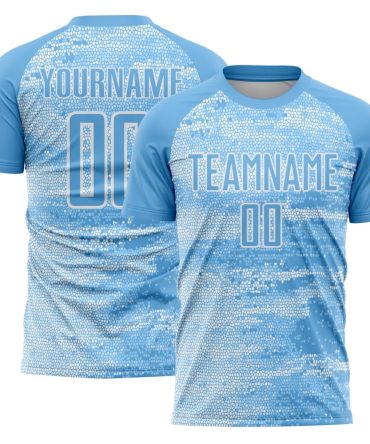 Custom Light Blue White Argentina Geometric Pattern Sports Sublimation Soccer Uniform Jersey