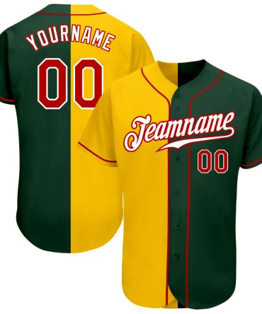 Custom Green Red-Yellow Authentic Split Fashion Baseball Jersey