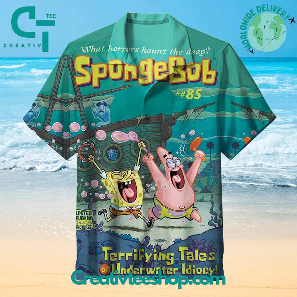 Spongebob Terrifying Tales Underwater Idiocy Hawaiian Shirt