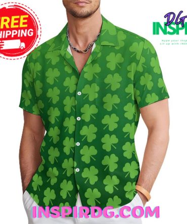 St Patricks Day Shamrock Casual Hawaiin Shirt