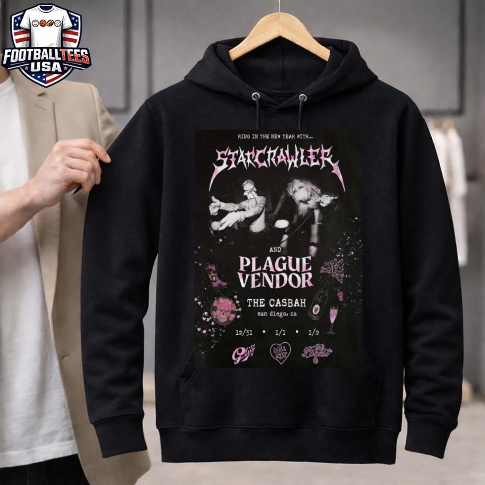 Starcrawler And Plague Vendor The Casbah Poster Dec 31 - Jan 2 2026 Shirt - Image 3