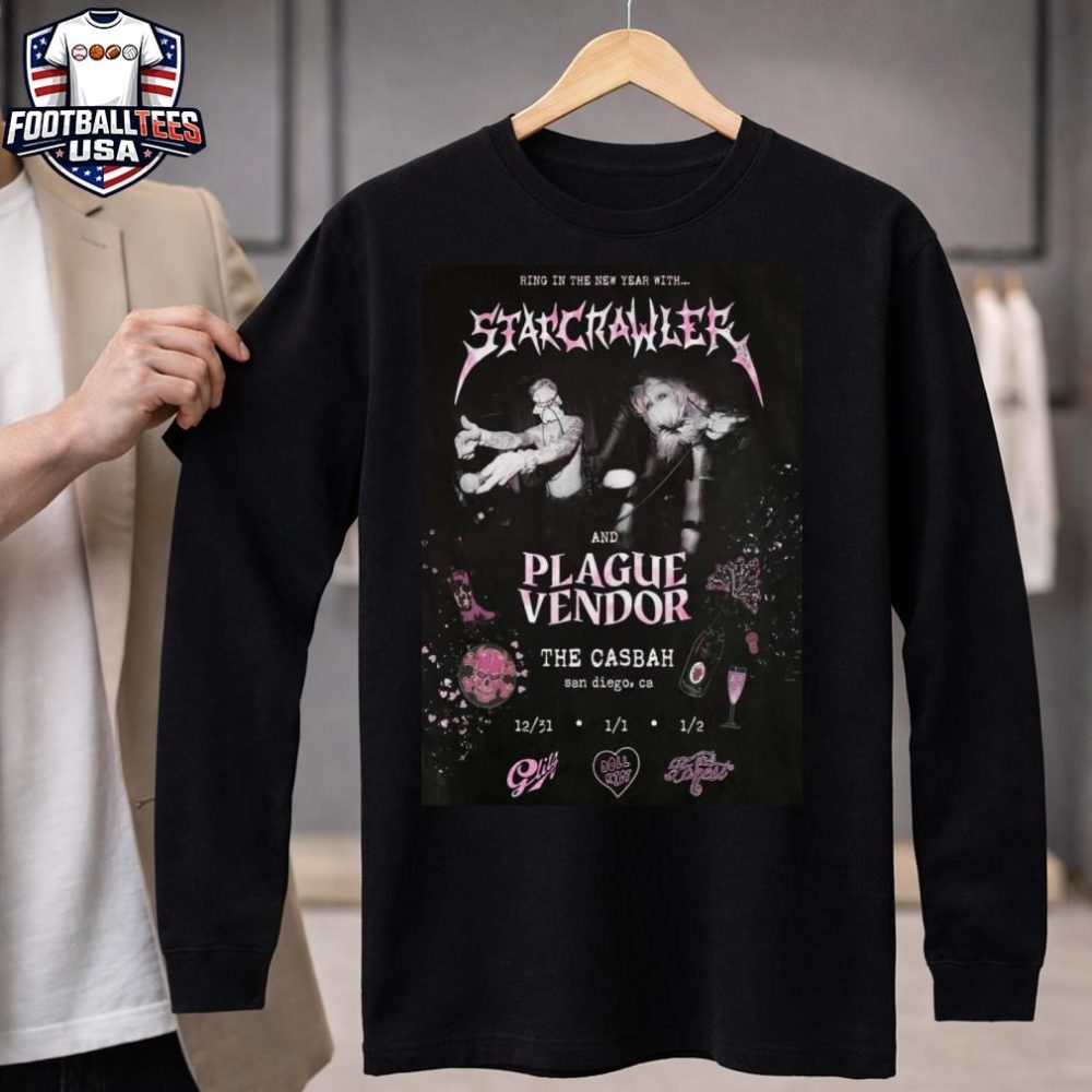 Starcrawler And Plague Vendor The Casbah Poster Dec 31 - Jan 2 2026 Shirt - Image 4
