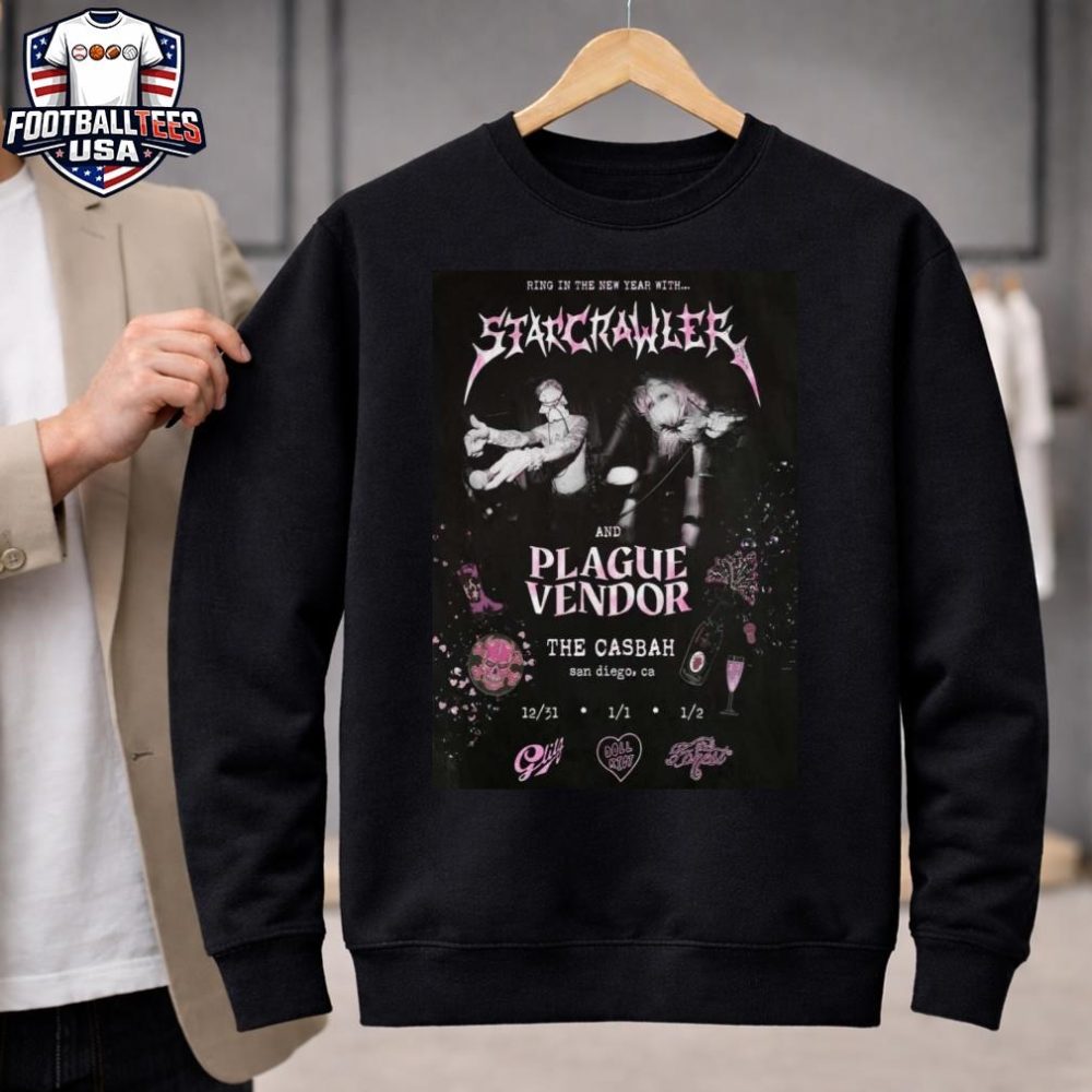 Starcrawler And Plague Vendor The Casbah Poster Dec 31 - Jan 2 2026 Shirt - Image 2