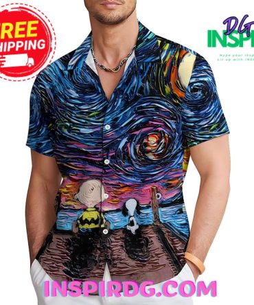 Starry Sky Cartoon Character Casual Hawaiin Shit