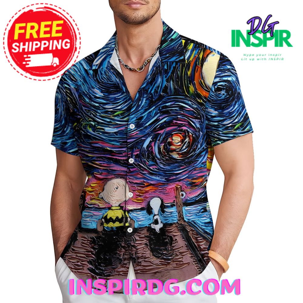 Starry Sky Cartoon Character Casual Hawaiin Shit