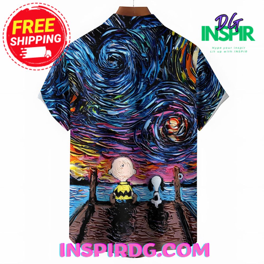 Starry Sky Cartoon Character Casual Hawaiin Shit - Image 4