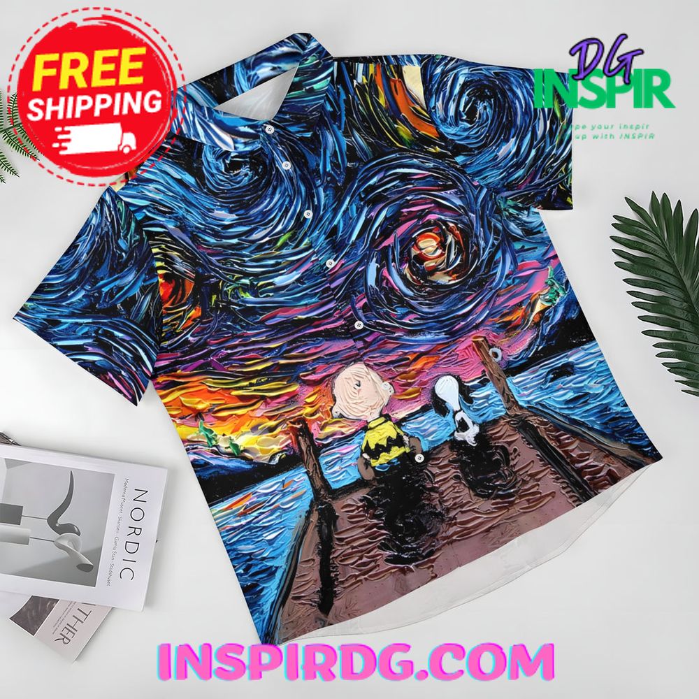 Starry Sky Cartoon Character Casual Hawaiin Shit - Image 3