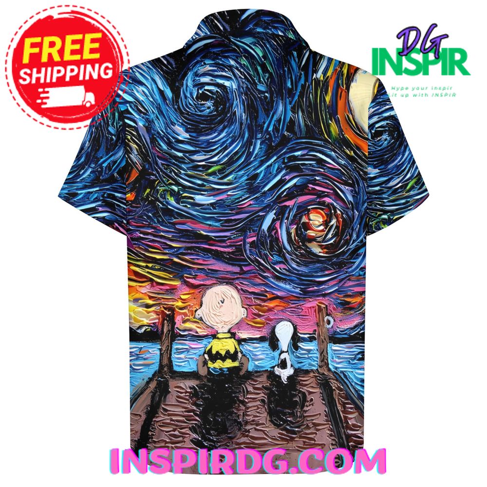 Starry Sky Cartoon Character Casual Hawaiin Shit - Image 2