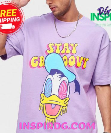 Stay Groovy Purple Printed Oversized T-Shirt