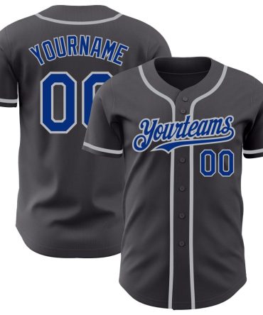 Custom Steel Gray Royal-Gray Authentic Baseball Jersey