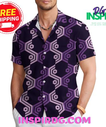 Symmetrical Purple Plaid Hawaiin Shirt