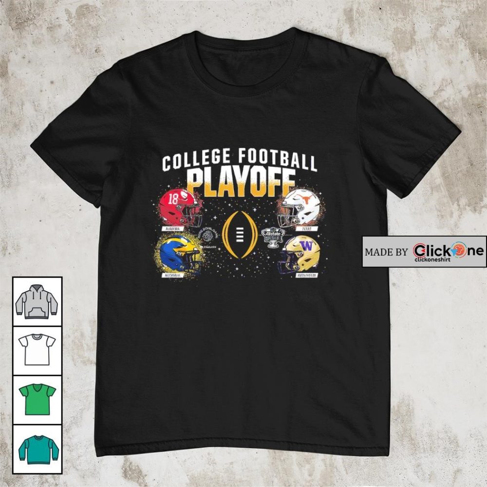 Alabama Crimson Tide Michigan Wolverines Texas Longhorns Washington Huskies College Football Playoff 2024 4 Team Charcoal Shirt
