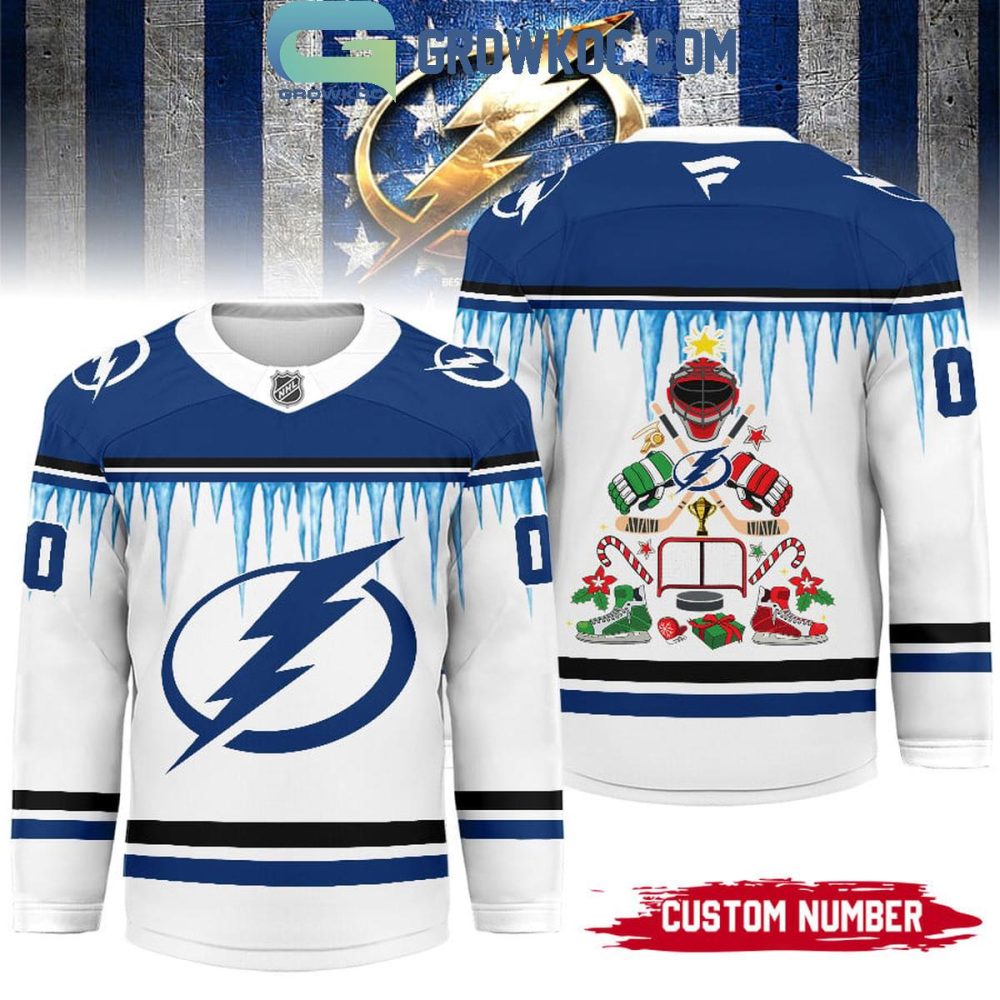 Tampa Bay Lightning Christmas Tree Custom Hockey Jersey