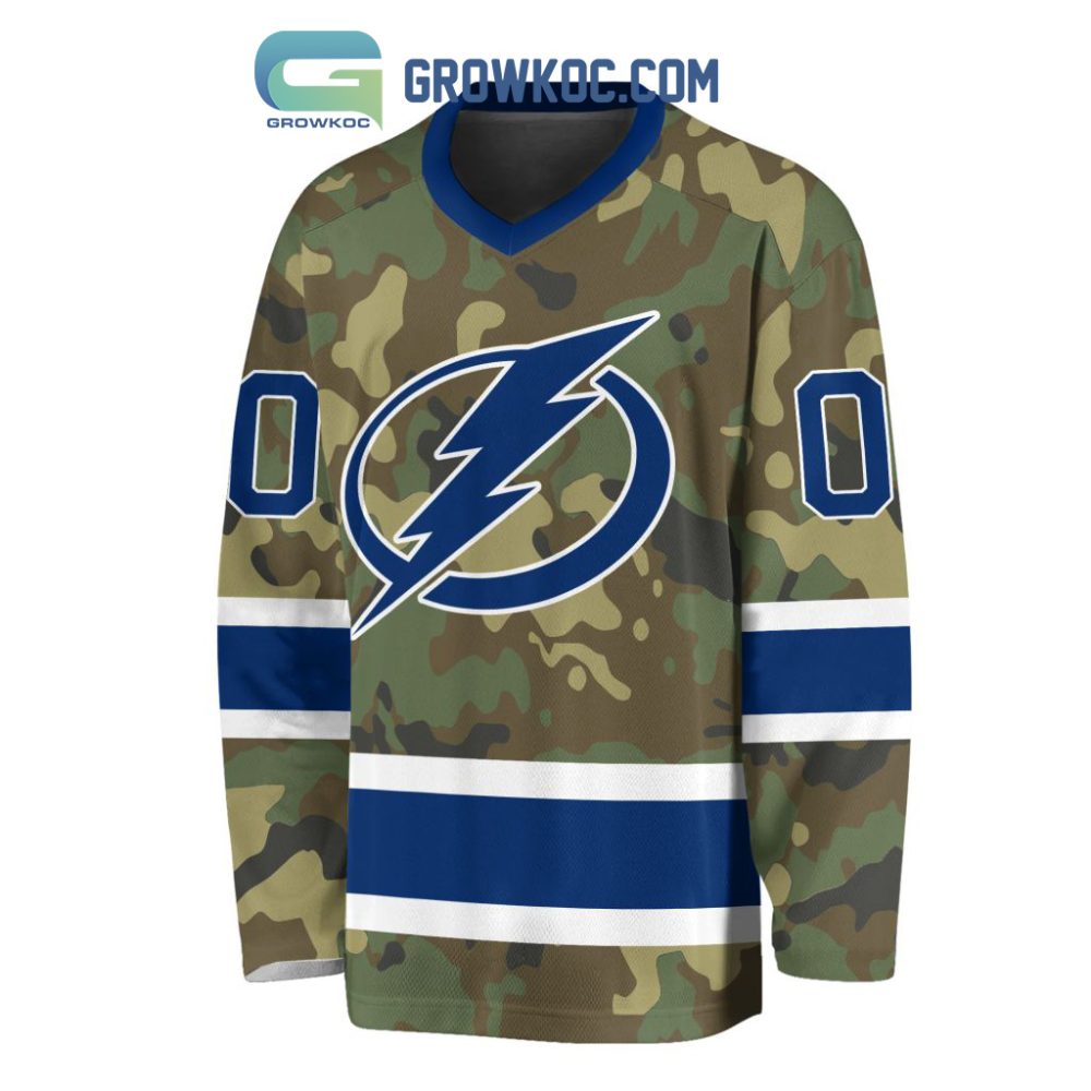 Tampa Bay Lightning Special Camo Veteran Design Personalized Hockey Jersey - Image 2