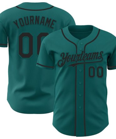 Custom Teal Black Authentic Baseball Jersey