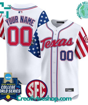 Texas Longhorns Softball 2025 Independence Day College World Series Baseball Jersey