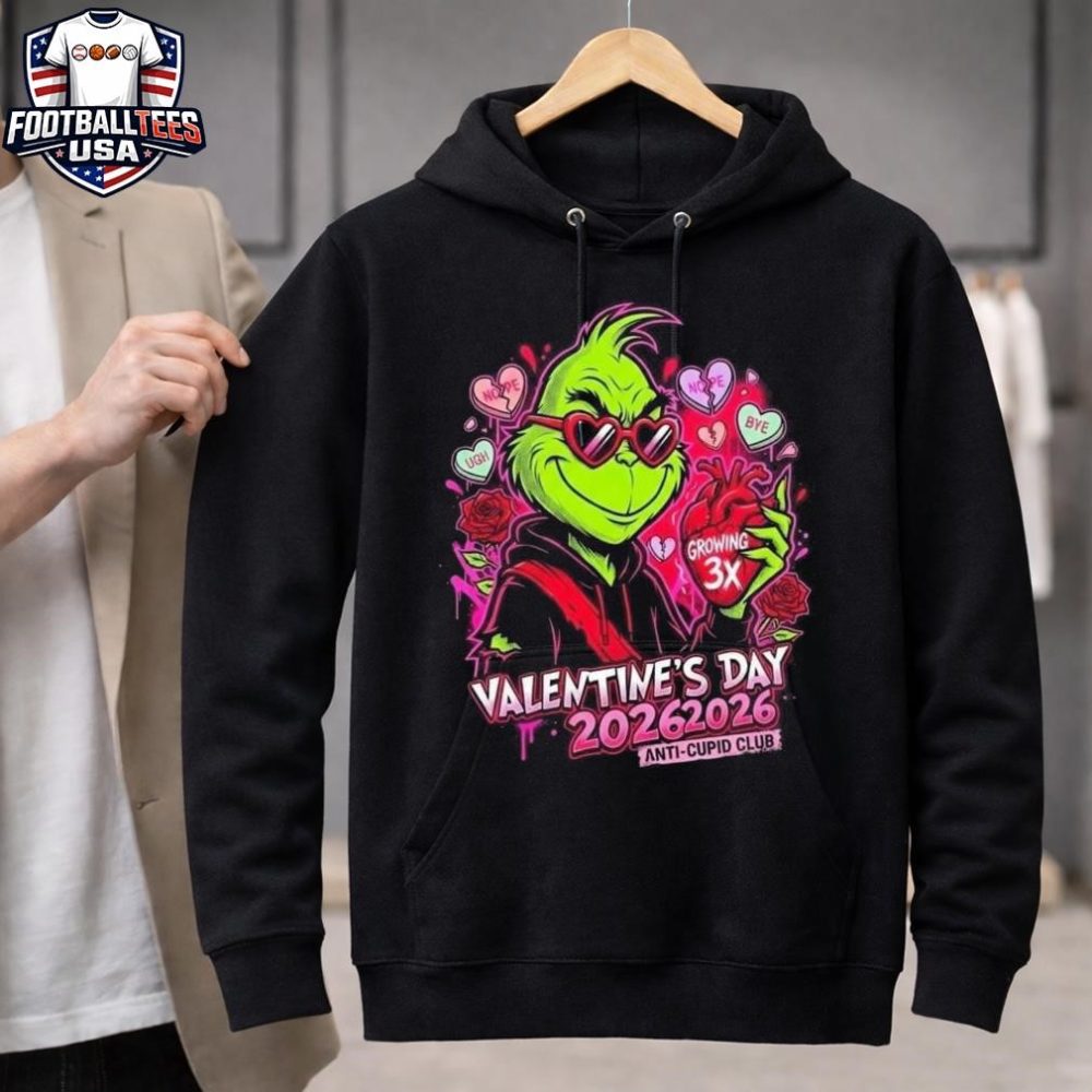 The Grinch Anti Valentines Day 2026 Unisex Shirt February 14 Anti Cupid Club Growing 3X Heart Funny Sarcastic Candy Hearts Single Pride Unisex Shirt - Image 3