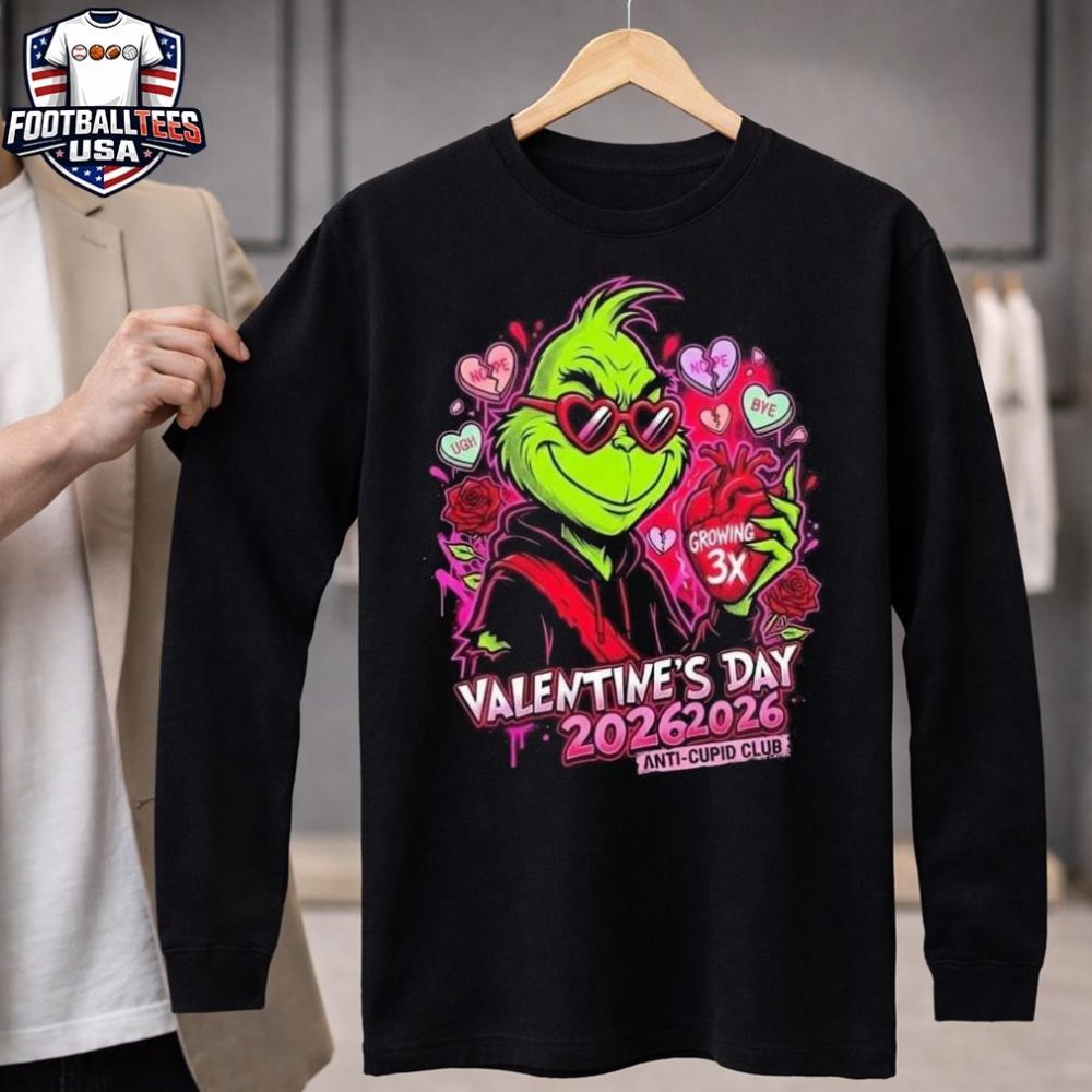 The Grinch Anti Valentines Day 2026 Unisex Shirt February 14 Anti Cupid Club Growing 3X Heart Funny Sarcastic Candy Hearts Single Pride Unisex Shirt - Image 4