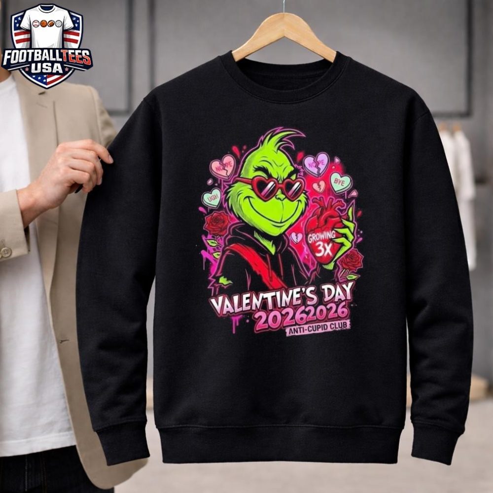 The Grinch Anti Valentines Day 2026 Unisex Shirt February 14 Anti Cupid Club Growing 3X Heart Funny Sarcastic Candy Hearts Single Pride Unisex Shirt - Image 2