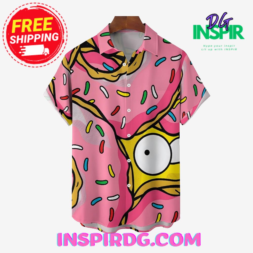 The Simsons Cartoon Pink Casual Hawaiin Shirt - Image 4