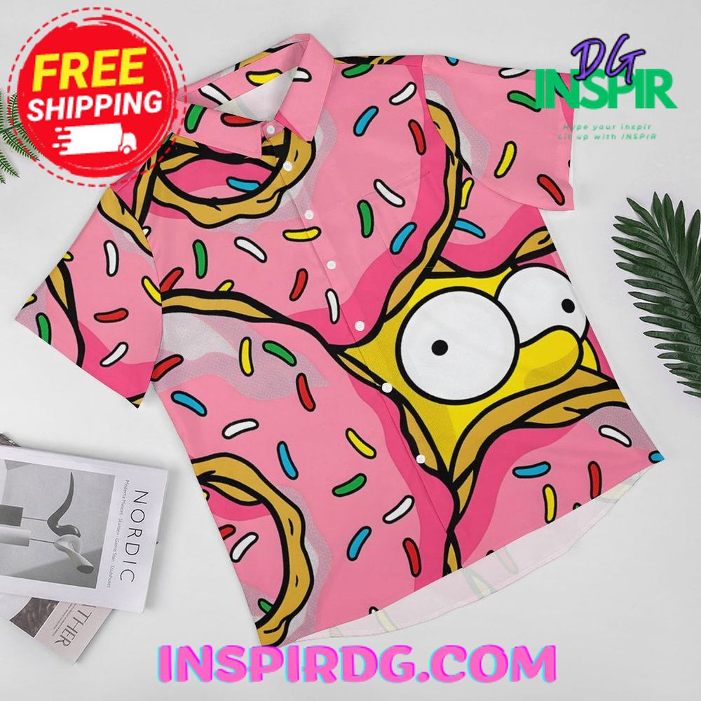 The Simsons Cartoon Pink Casual Hawaiin Shirt - Image 3