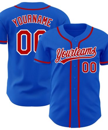 Custom Thunder Blue Red-White Authentic Baseball Jersey